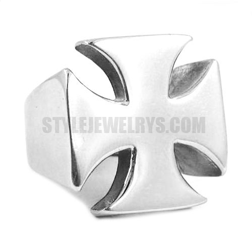 Stainless Steel Heavy Cross Ring SWR0396 - Click Image to Close